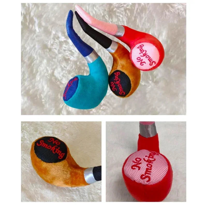 1Pc Plush Squeak Smoking Pet Toys