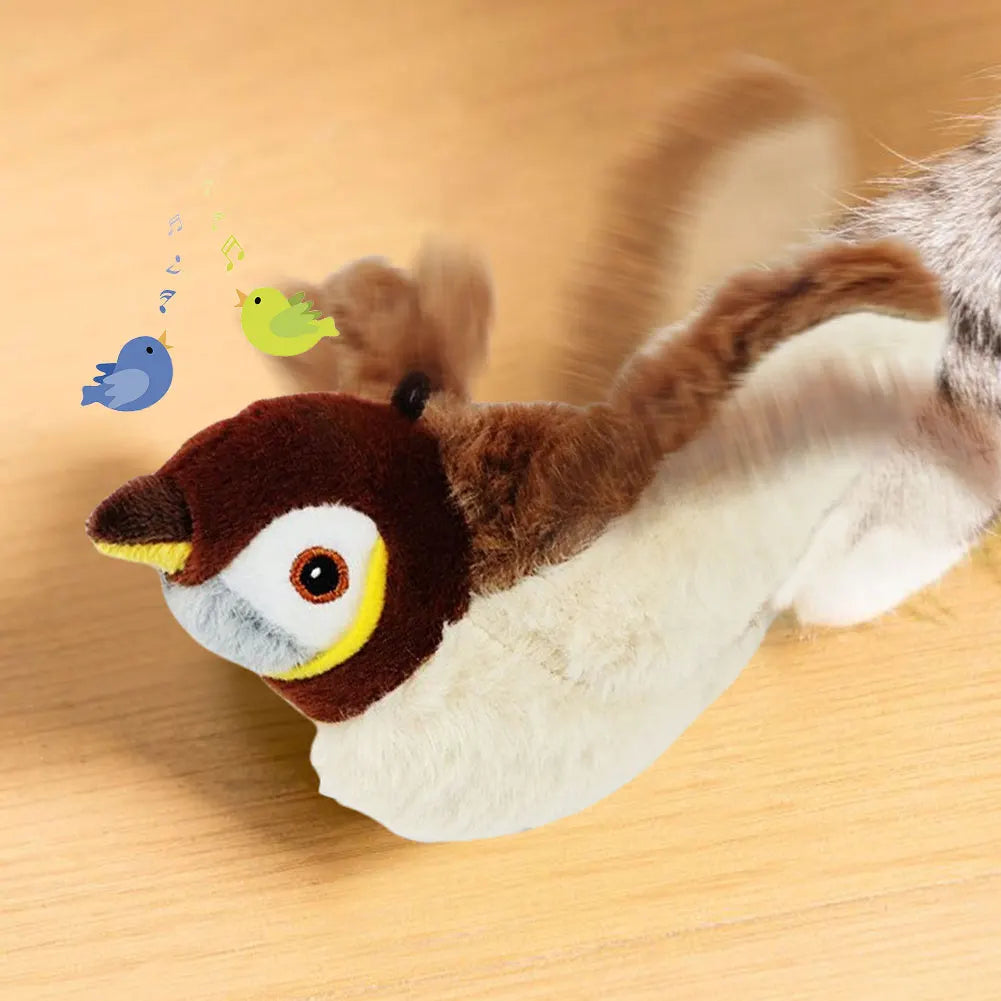 USB Rechargeable Chirping Flapping Bird No Flying with Catnip