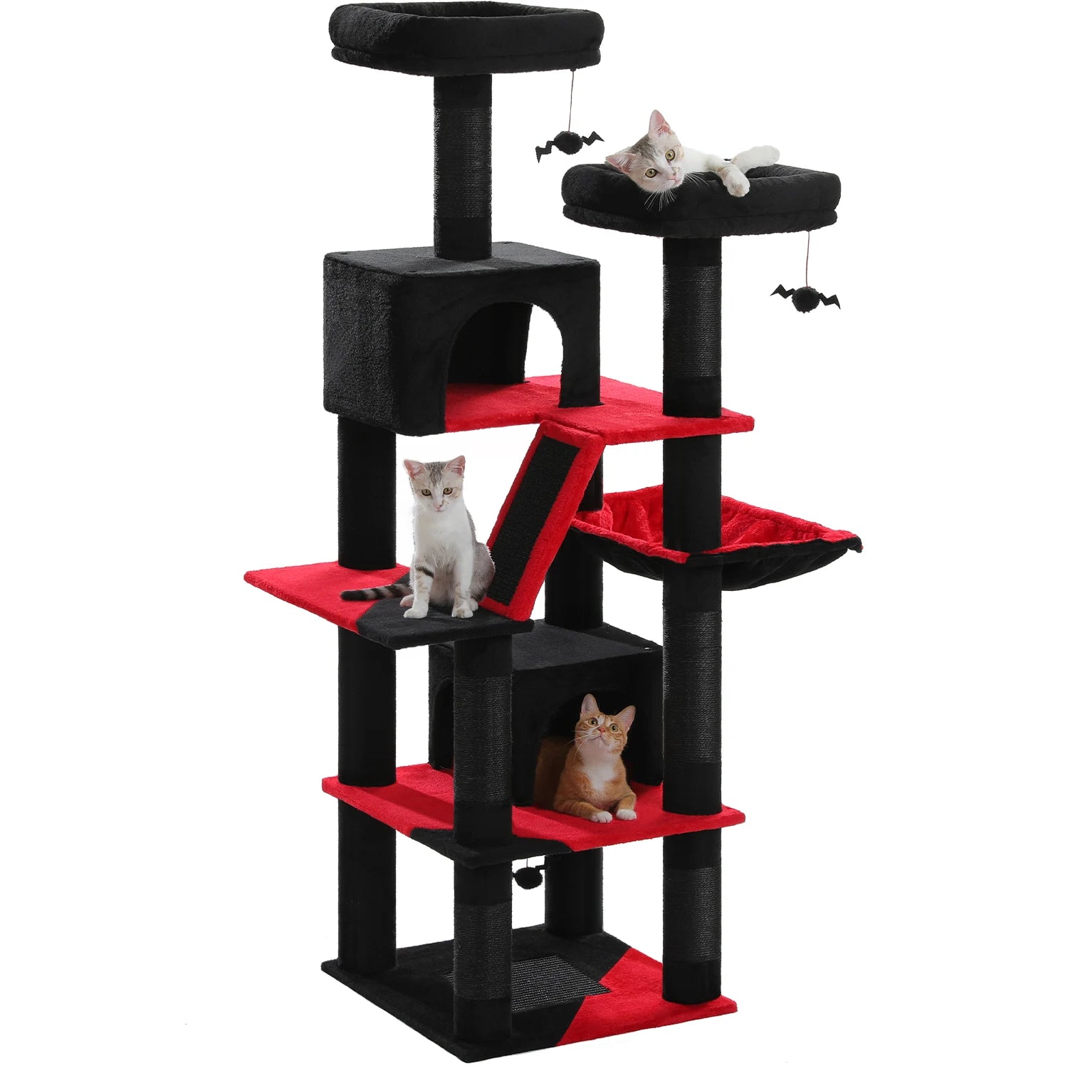 Multi-Level Plush Cat Condo with Scratching Posts Scratching Boards Perches Caves