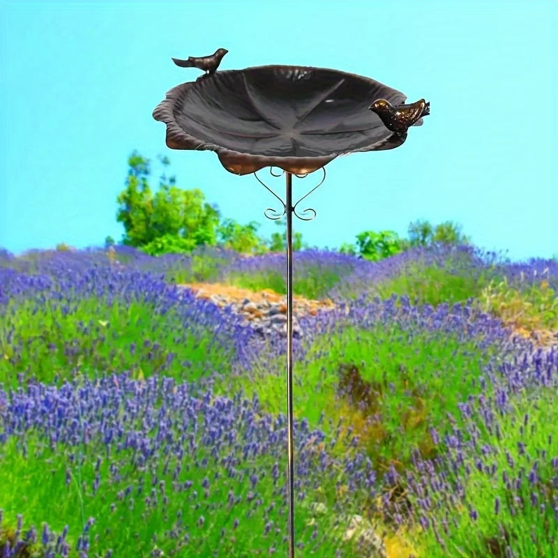 47.5" Metal Leaf-Shaped Bird Feeder Stake