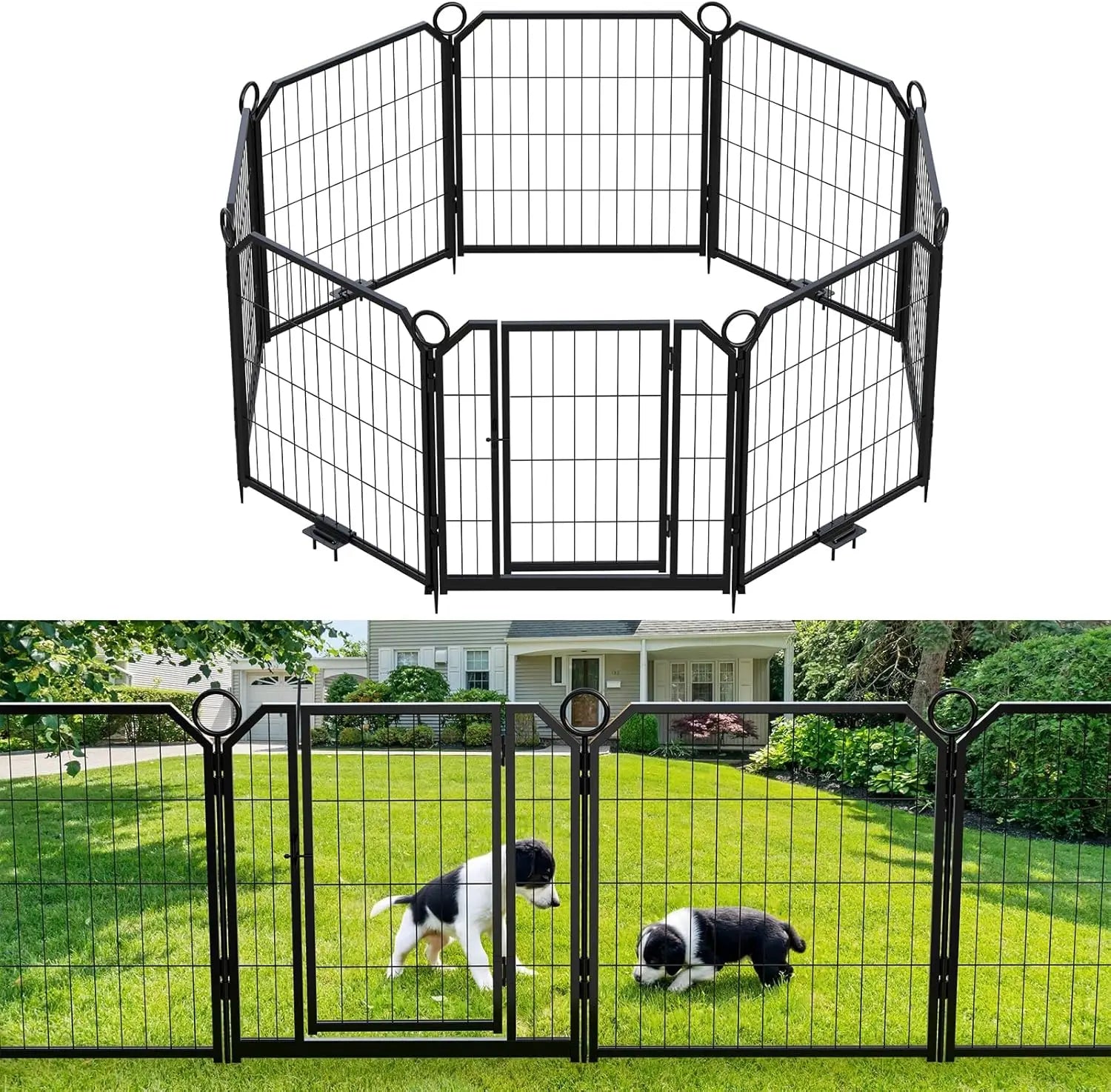 Heavy-Duty Portable Dog PlaypenDurable Metal Puppy Fence with Low-Step Entry – Indoor/Outdoor Pet Pen for Camping, Garden