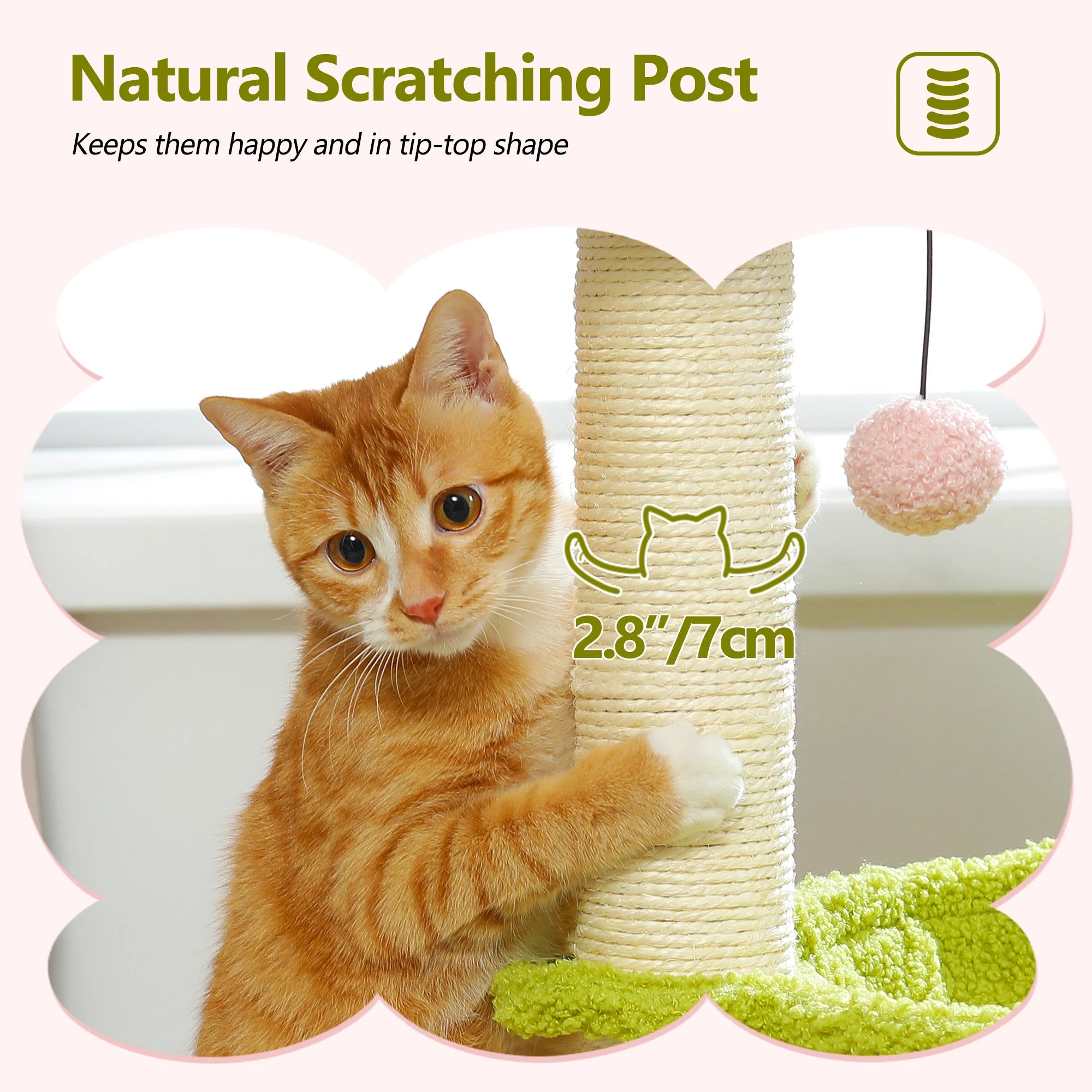 Flower Cat Tree with Sisal Scratching Post Large Hammock Soft Top Perch