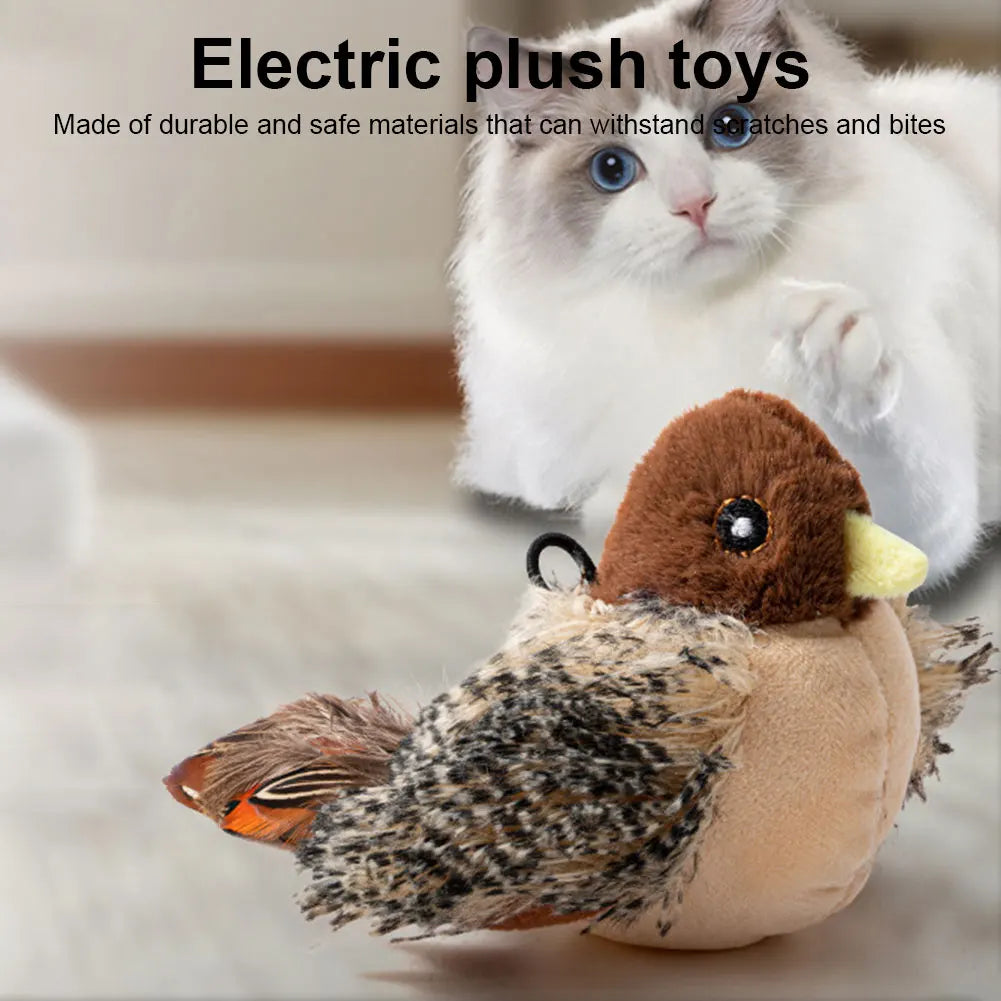 Interactive Flappy Bird Cat Toy for Cats Plush Electric Squeaky Simulated Chirping Bird