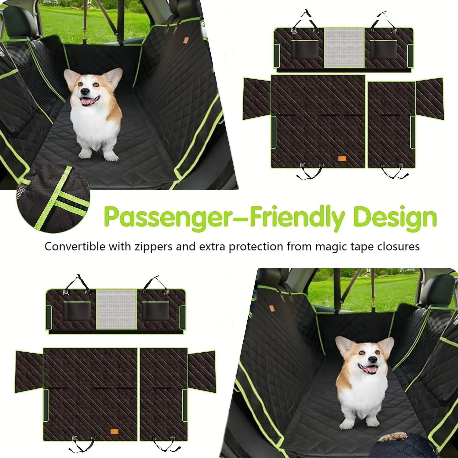 6-in-1 pet rear seat car cushion can be disassembled and machine washed, 100% waterproof and stain resistant