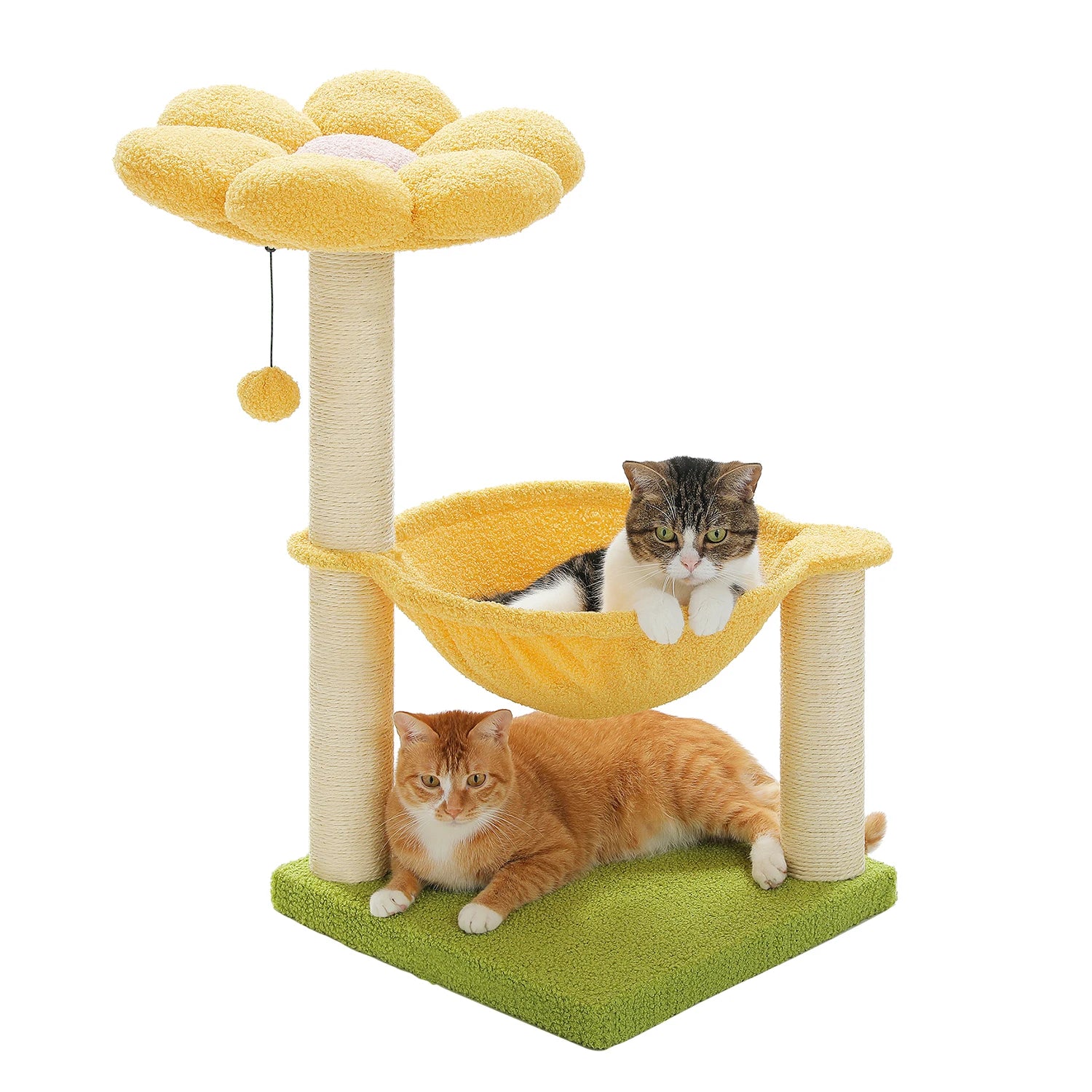 Flower Cat Tree with Sisal Scratching Post Large Hammock Soft Top Perch