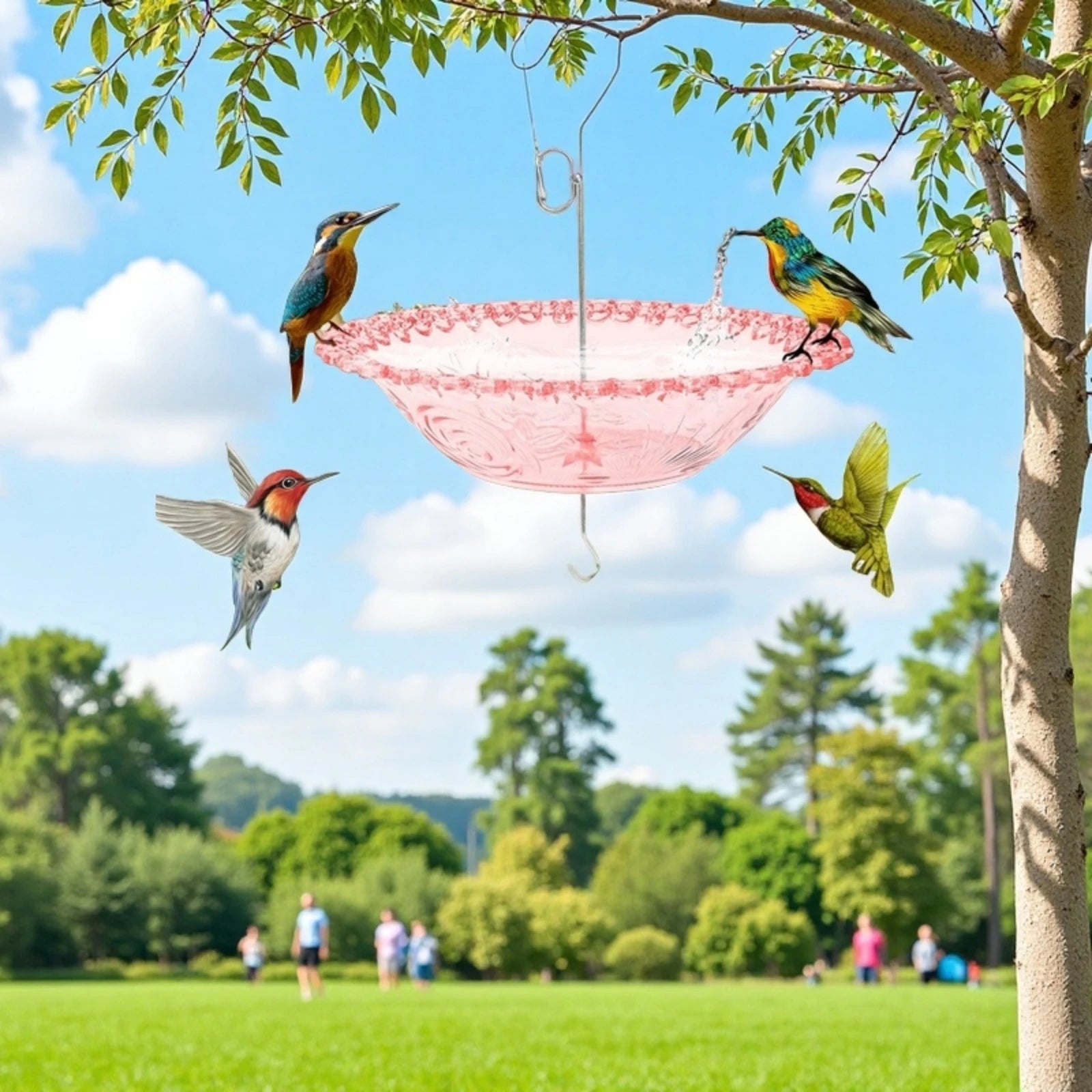 Hanging Bird Bathtub Feeder for Outdoor Decoration