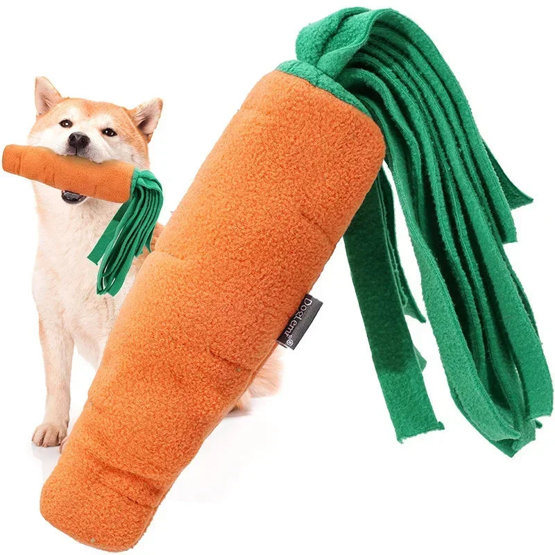 Carrot Shape Squeaky Interactive Snuffle Training Food Slow Feeder