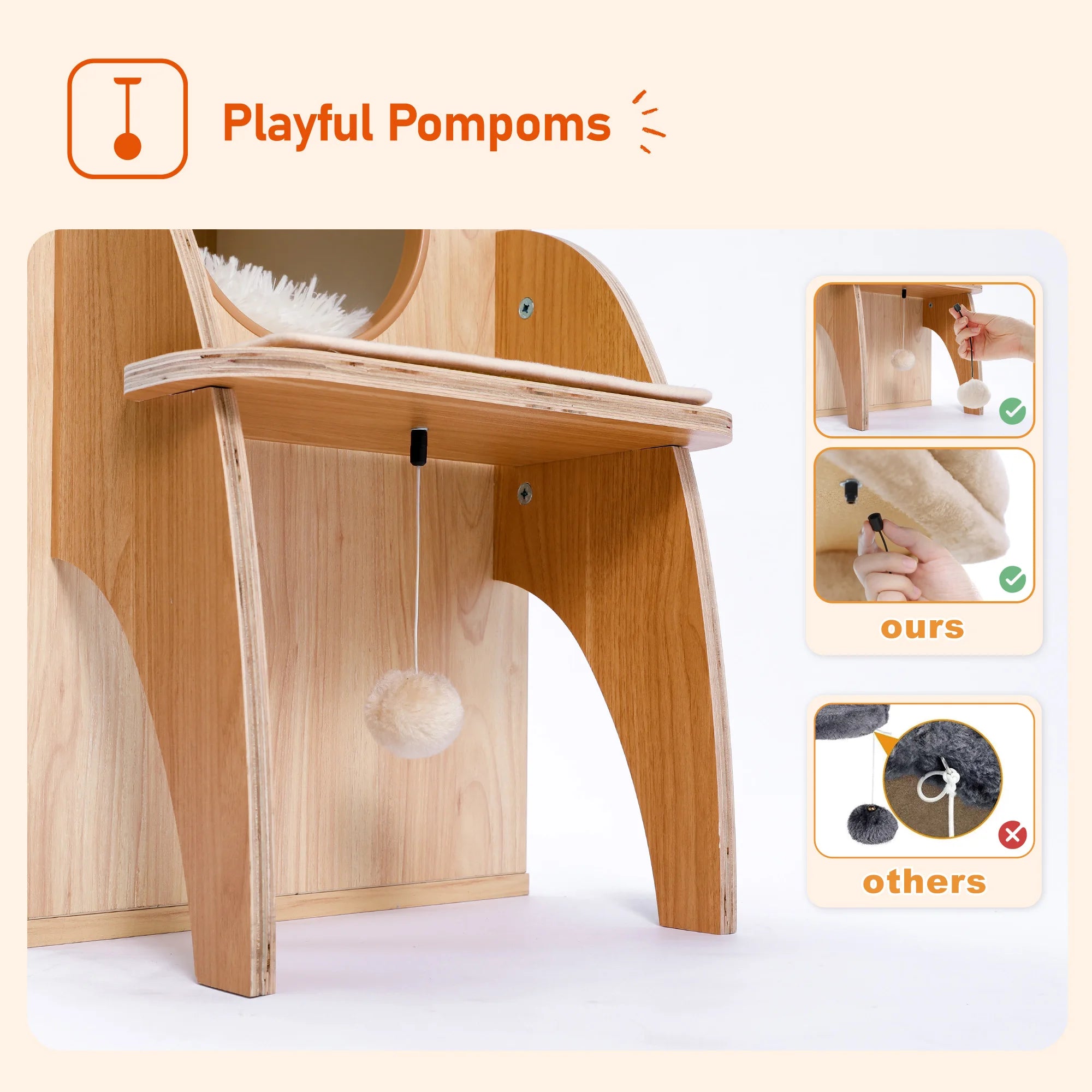 Rocket Cat Tree Tower Multilevel Scratching  Posts, Wooden Cat Tower