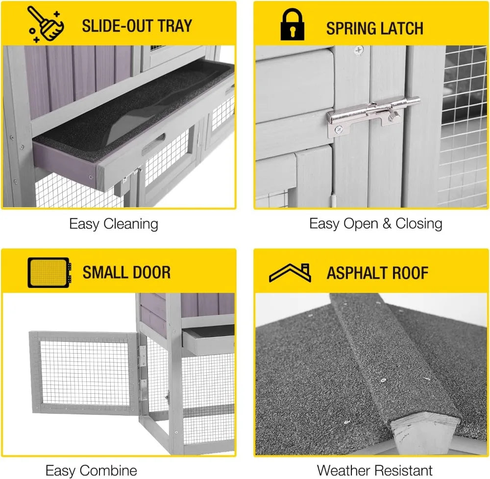 Indoor, outdoor Bunny Cage  with Deeper Leakproof Plastic Tray