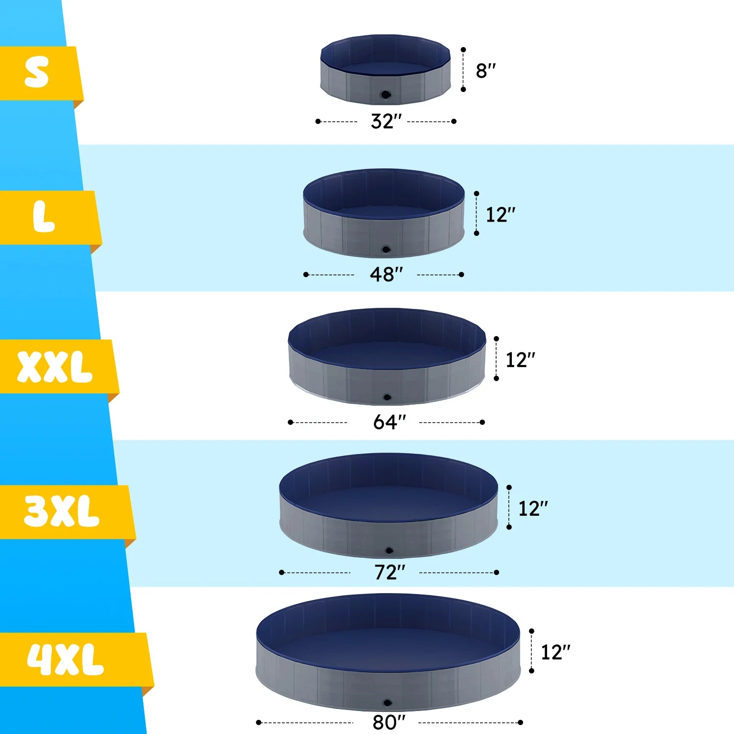 Foldable Pet Swimming Tub, Anti-Slip Collapsible, Hard Plastic