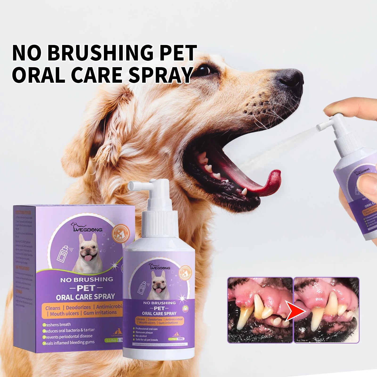 1-4PCS Yegbong Dog and Cat Teeth Cleaning Spray