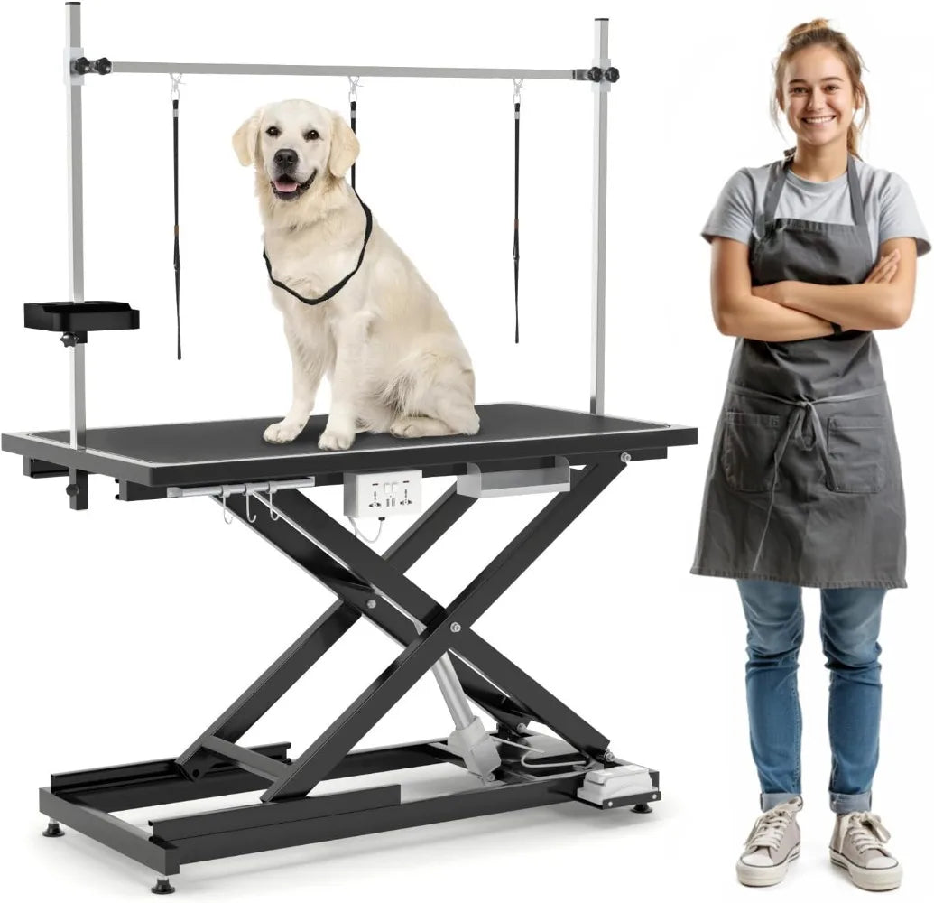 49'' Electric, Professional Heavy Duty Grooming Table for Dogs at Home 400lbs with Tool Organizer/3 Nooses