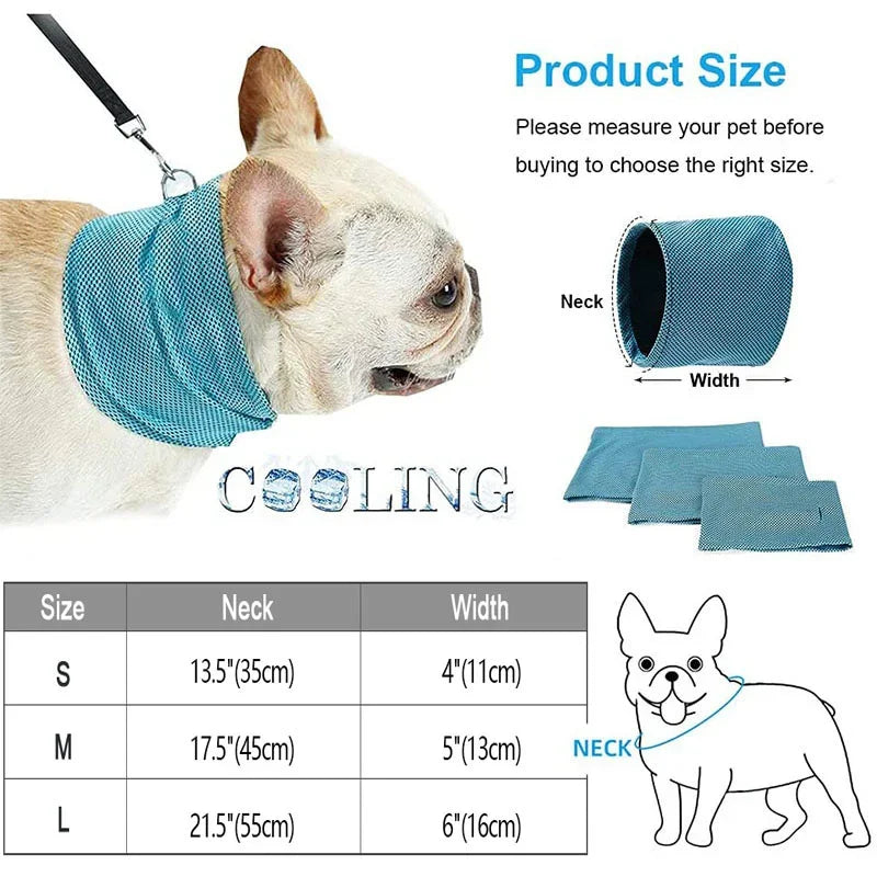 Reusable Instant Cooling Bandana with Leash Hole Prevent Heat Stroke Outdoor Breathable Pet Scarf
