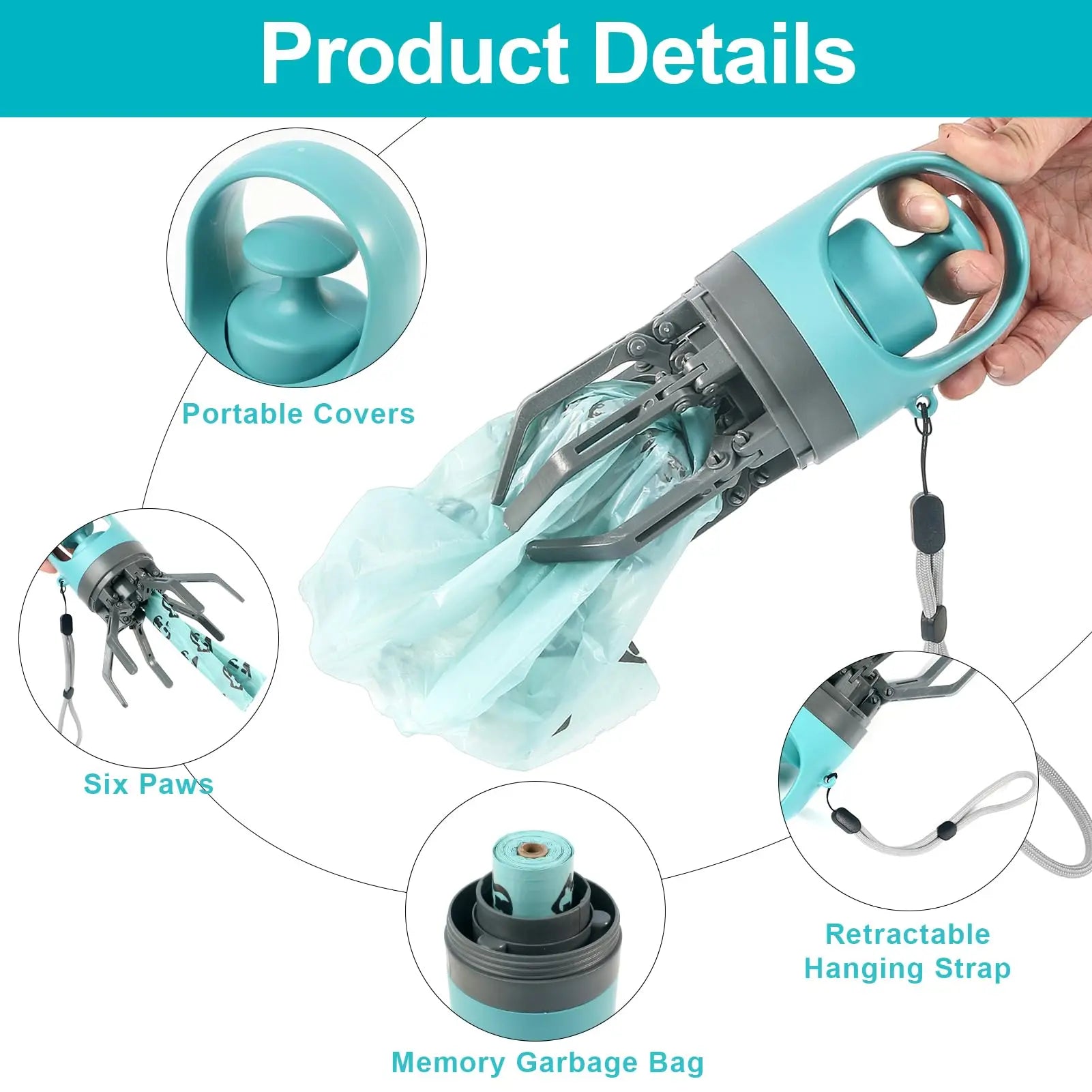 360 Portable Pooper Scooper with Bag Attachment & Dispenser