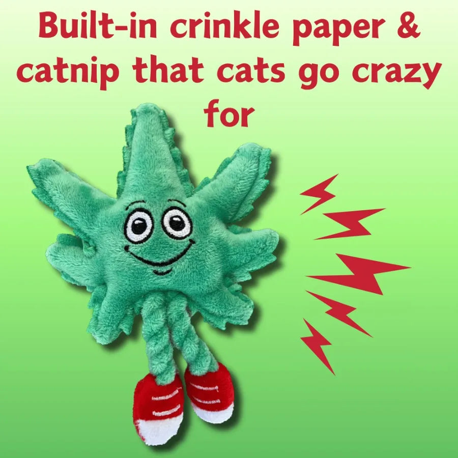 Marijuana Leaf Cat Toy Funny Catnip Weed Theme Toy Cool Plush