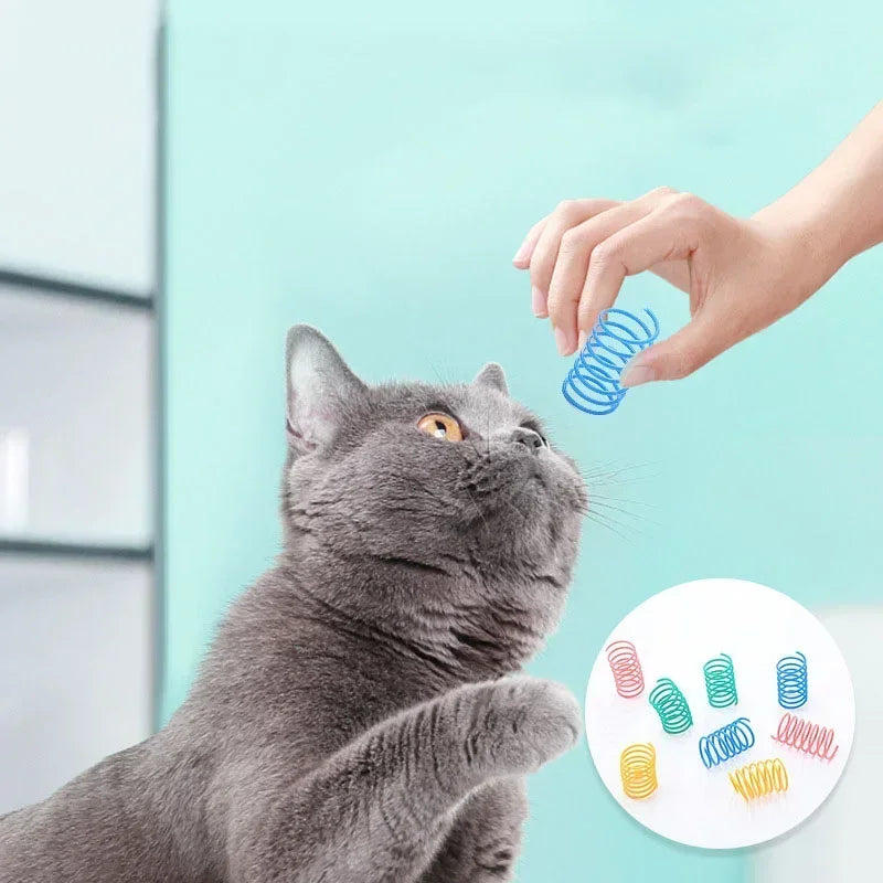 20pcs Cat Spring Toys Plastic Colorful Coil Spiral Springs