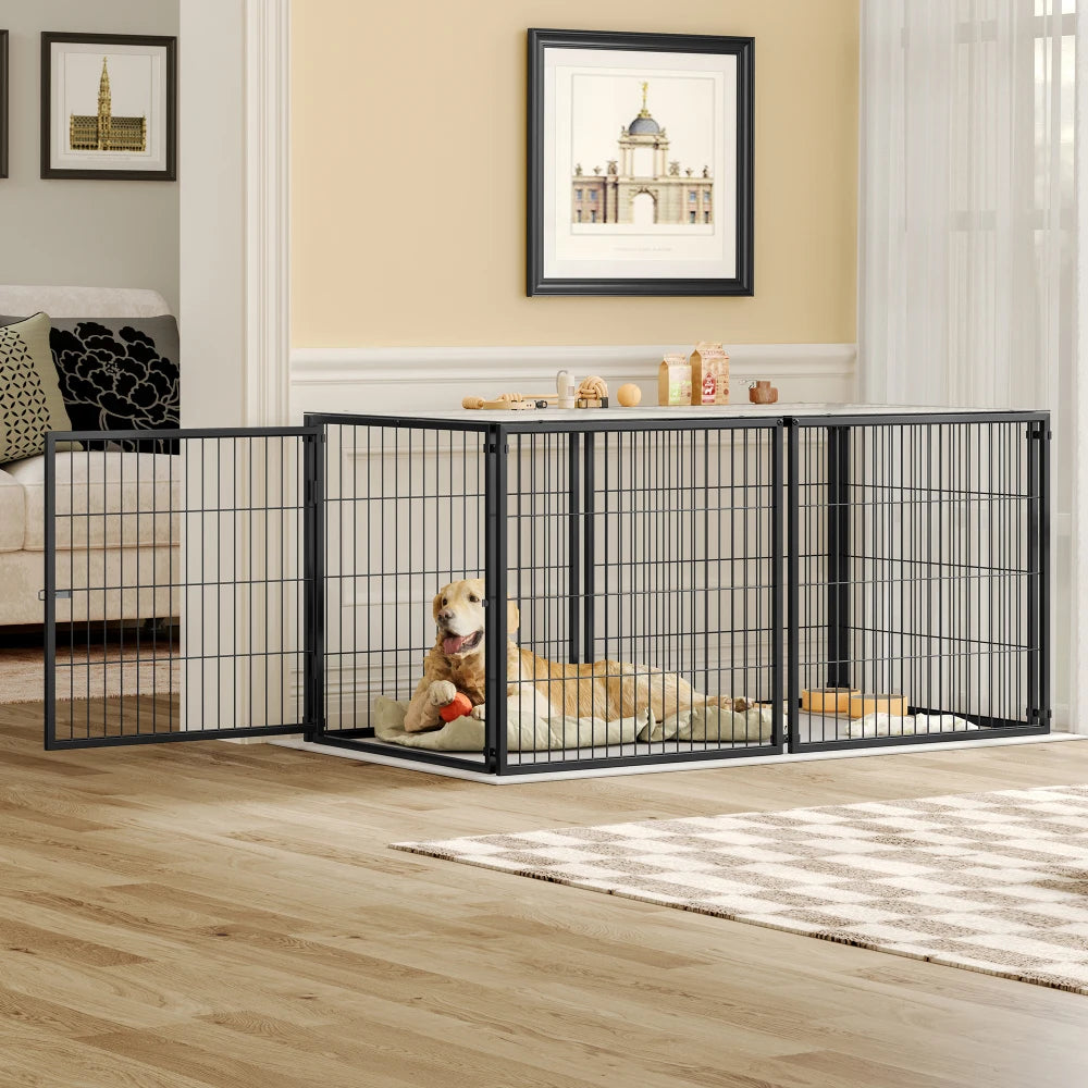 Large Dog Cage 63.7" Dog Kennel with Top Indoor, Black.63.7"L x 34.2"W x 31.7"H.