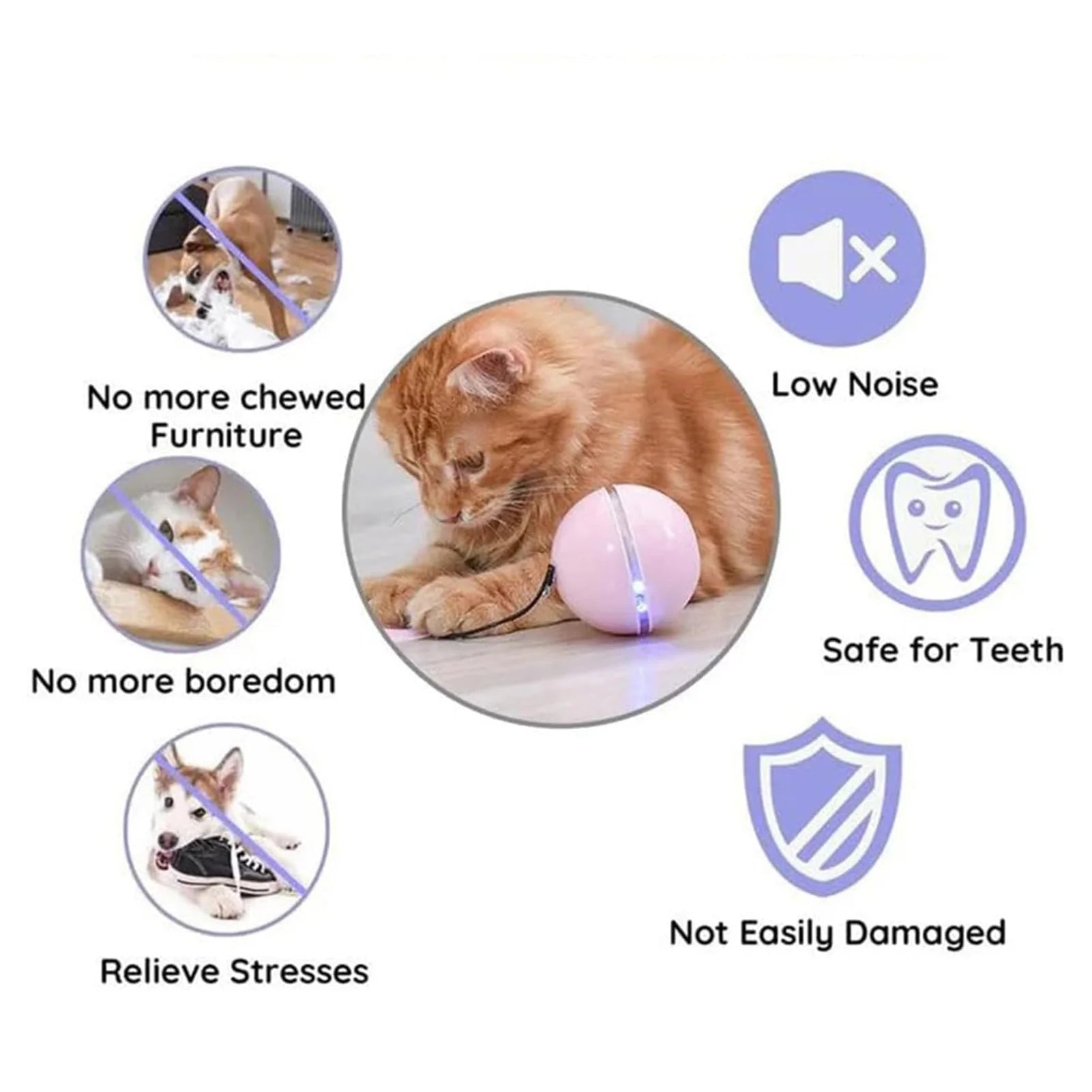 Automatic LED Intelligent Cat Ball USB Rechargeable Activated Pet Toy