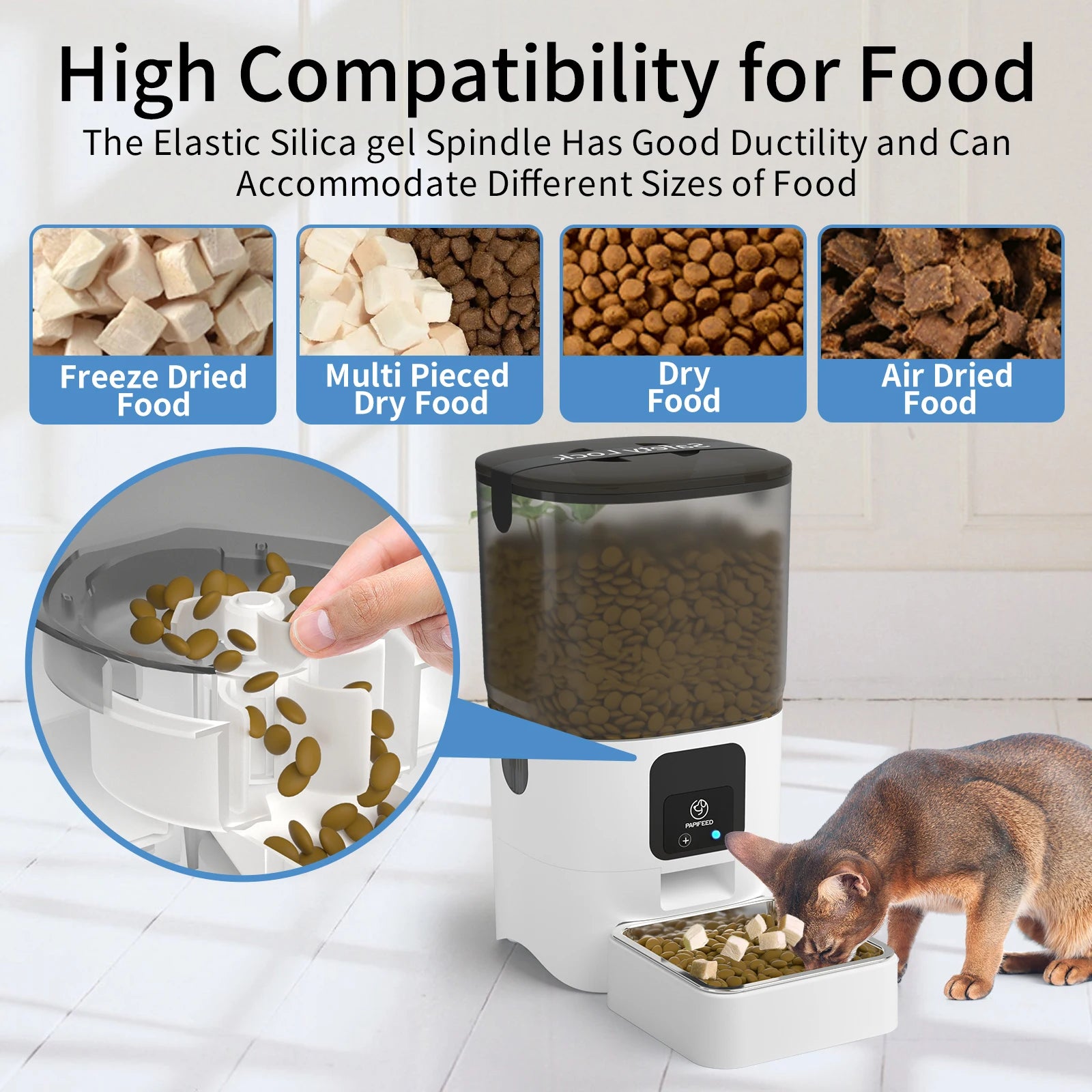 Smart Automatic Cat Feeders WiFi with APP Control for Remote Feeding Detachable for Easy Clean