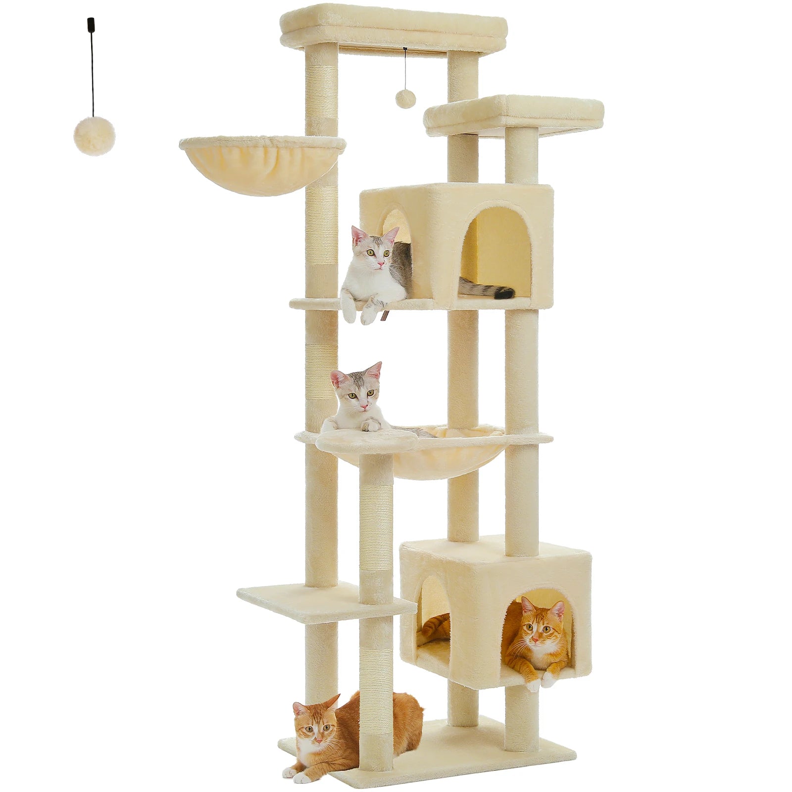 Multi-Level Plush Cat Condo with Scratching Posts Scratching Boards Perches Caves