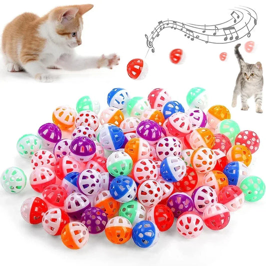 100Pcs Cat Toy Balls  Plastic  with Jingle
