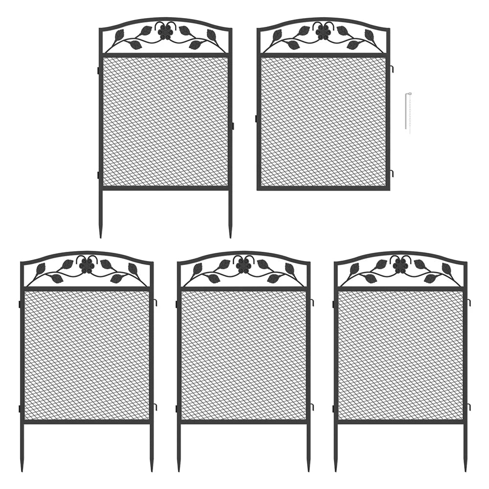 5PCS Tall Dog Fence Panels Wrought Iron