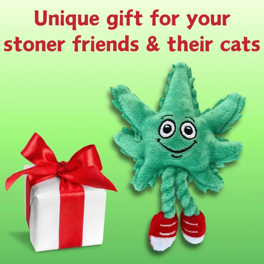 Marijuana Leaf Cat Toy Funny Catnip Weed Theme Toy Cool Plush