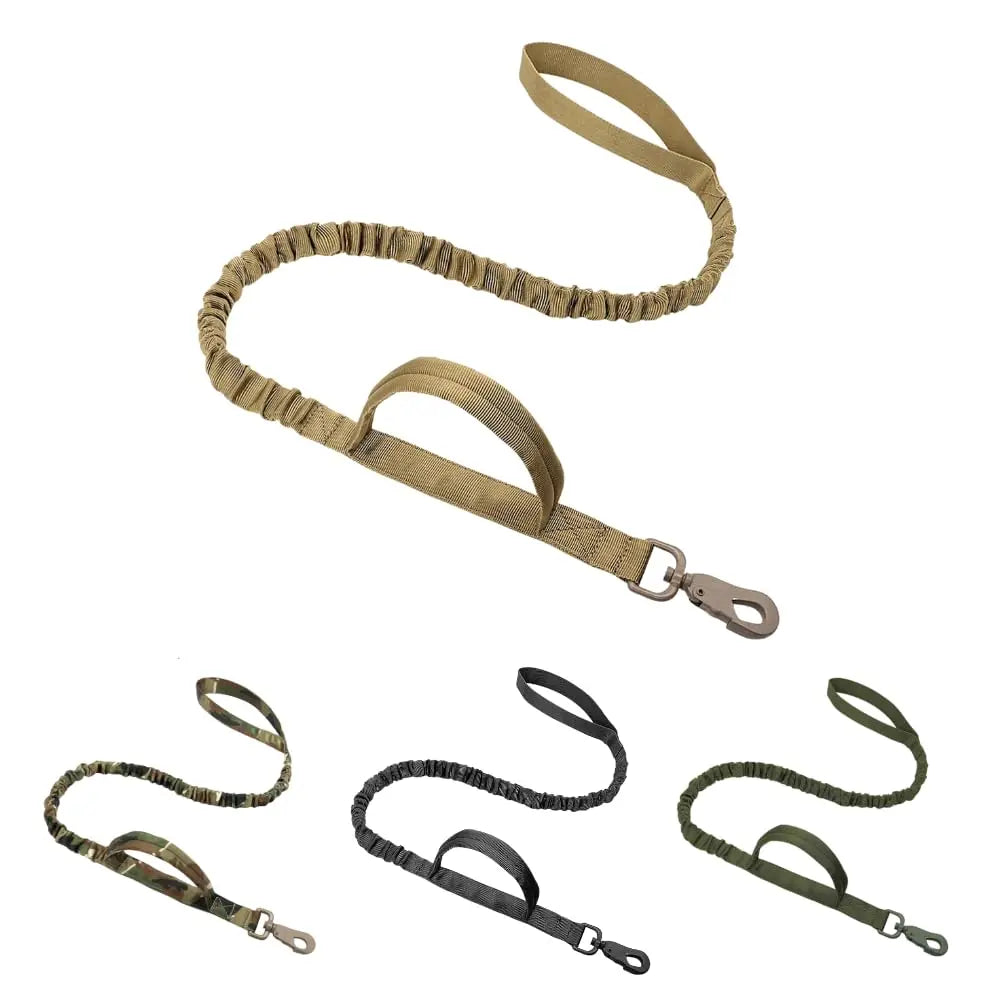 Military Dog Leashes Adjustable Leash Quick Release Elastic Rope With 2 Control Handle