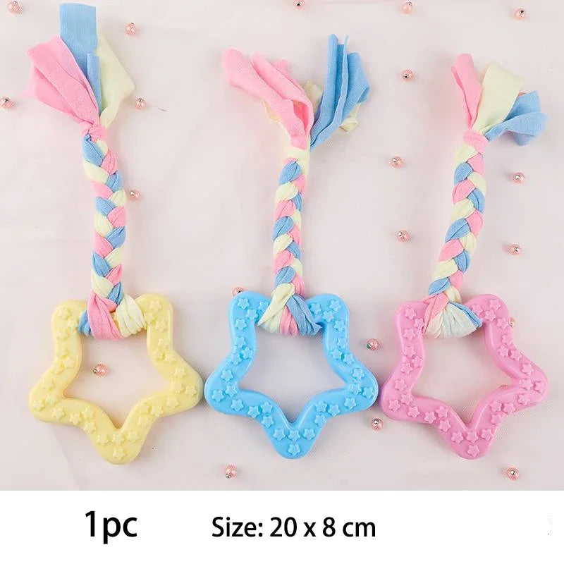 Pet Dog Toys For Small Dog Chews TPR Knot Toys Bite Resistant Molar Teeth Cleaning