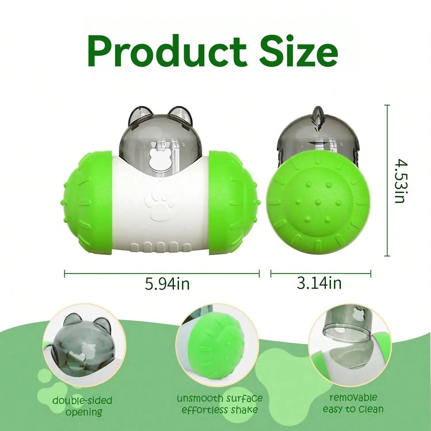 Snack Dispensing Dog Toys, Rocking Bear Food Dispenser Tumbler