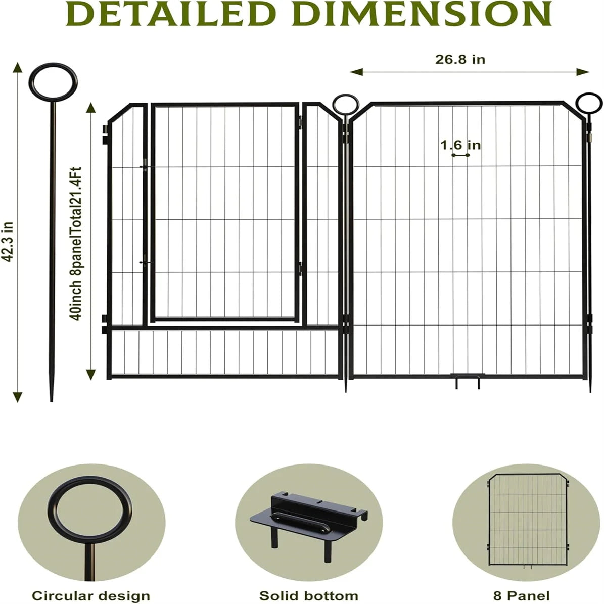 Heavy-Duty Portable Dog PlaypenDurable Metal Puppy Fence with Low-Step Entry – Indoor/Outdoor Pet Pen for Camping, Garden