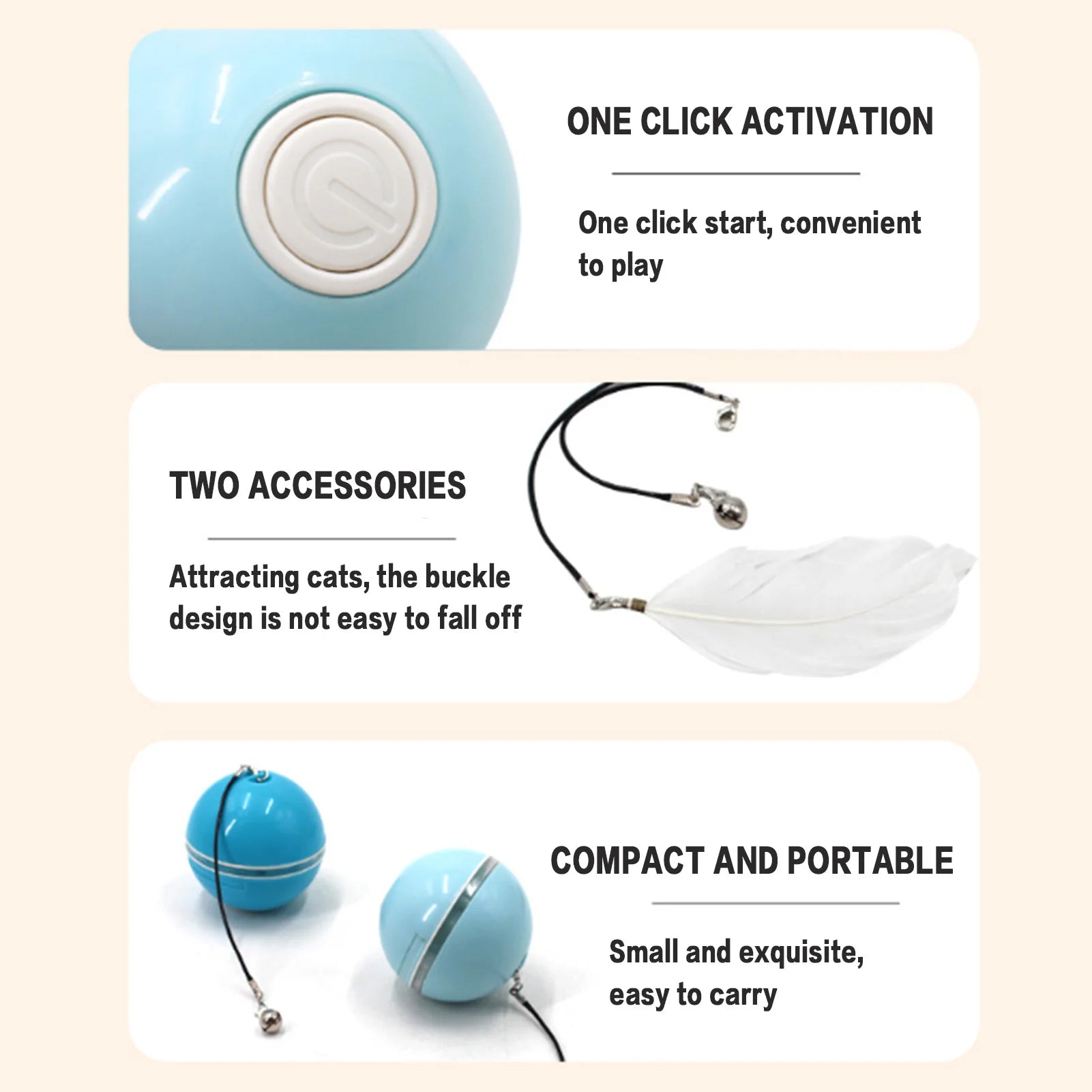 Automatic LED Intelligent Cat Ball USB Rechargeable Activated Pet Toy