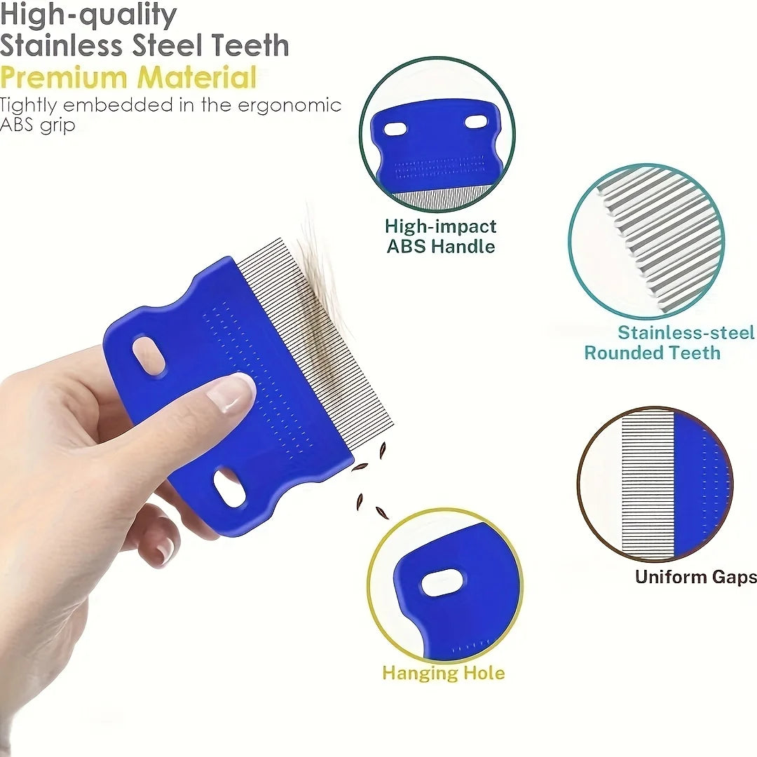 Pack of 4 Flea and Lice Combs, Stainless Steel