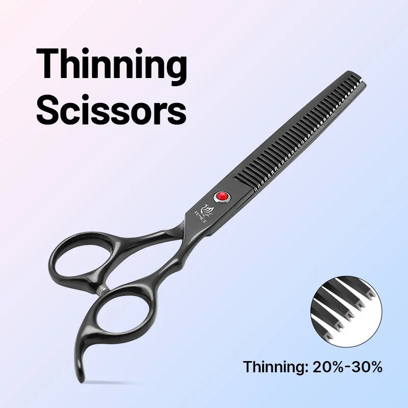 9cr steel 6.5/7.0 Inch rainbow & black dog grooming scissors Shears set