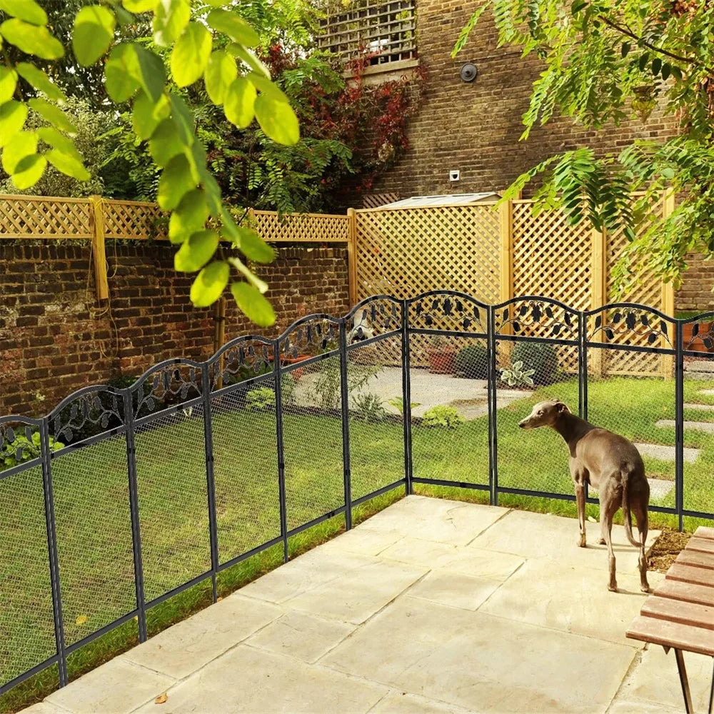 5PCS Tall Dog Fence Panels Wrought Iron