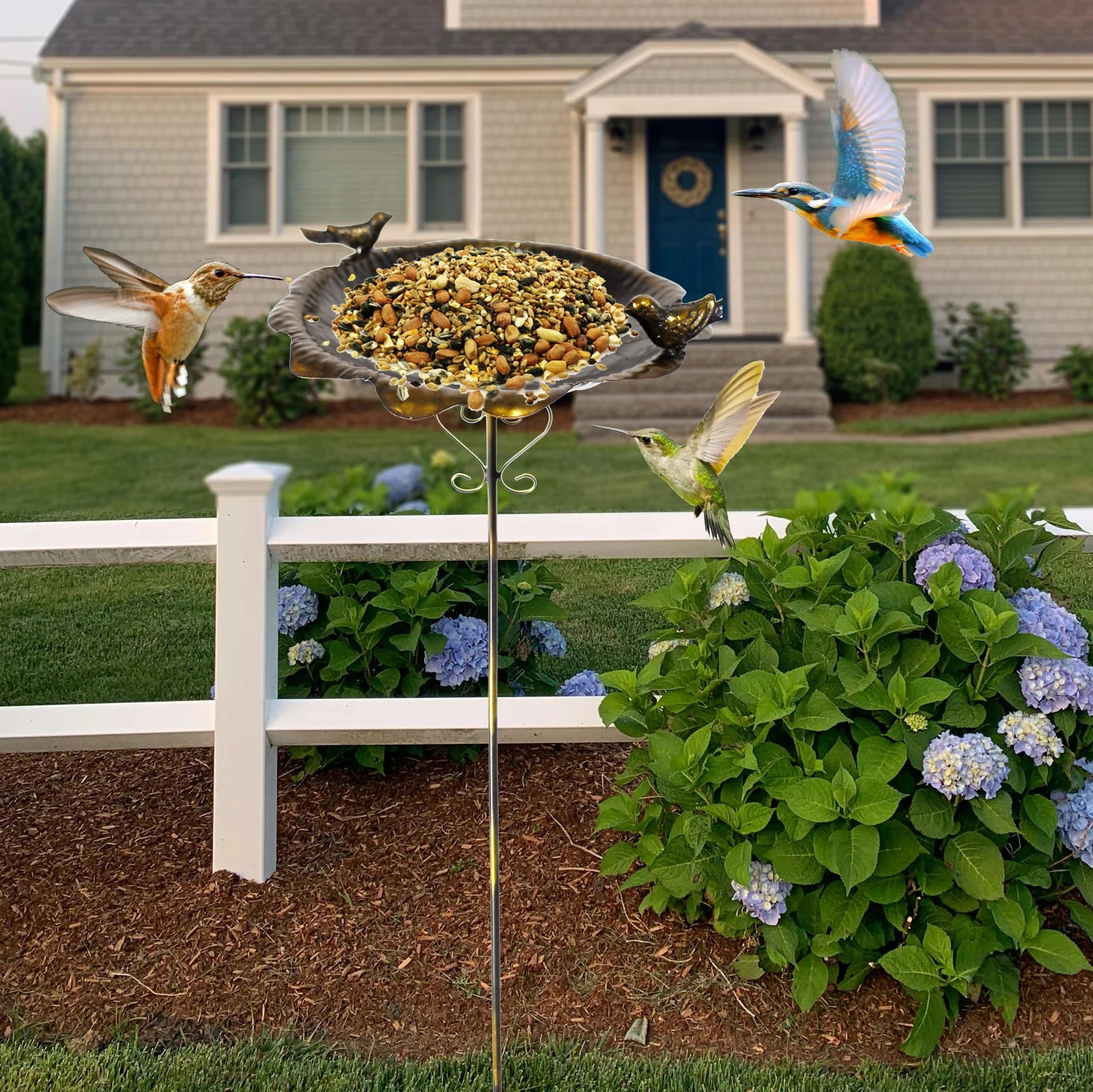 47.5" Metal Leaf-Shaped Bird Feeder Stake