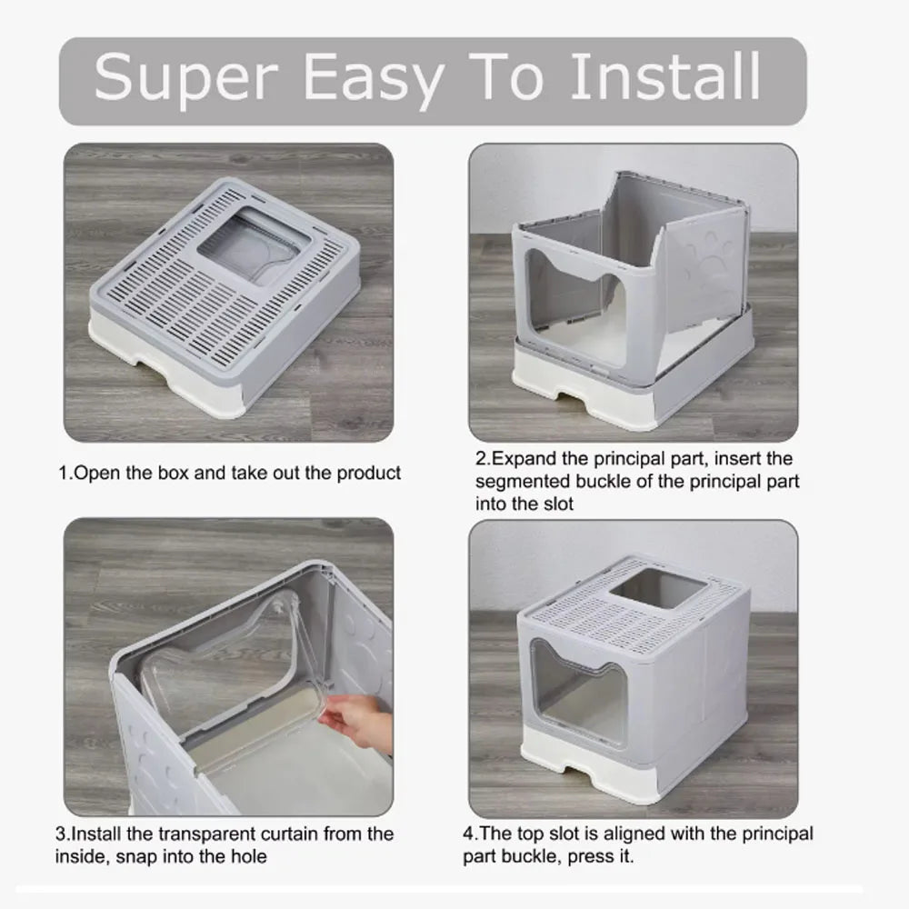 Foldable Litter Box: Drawer Design with Scooper