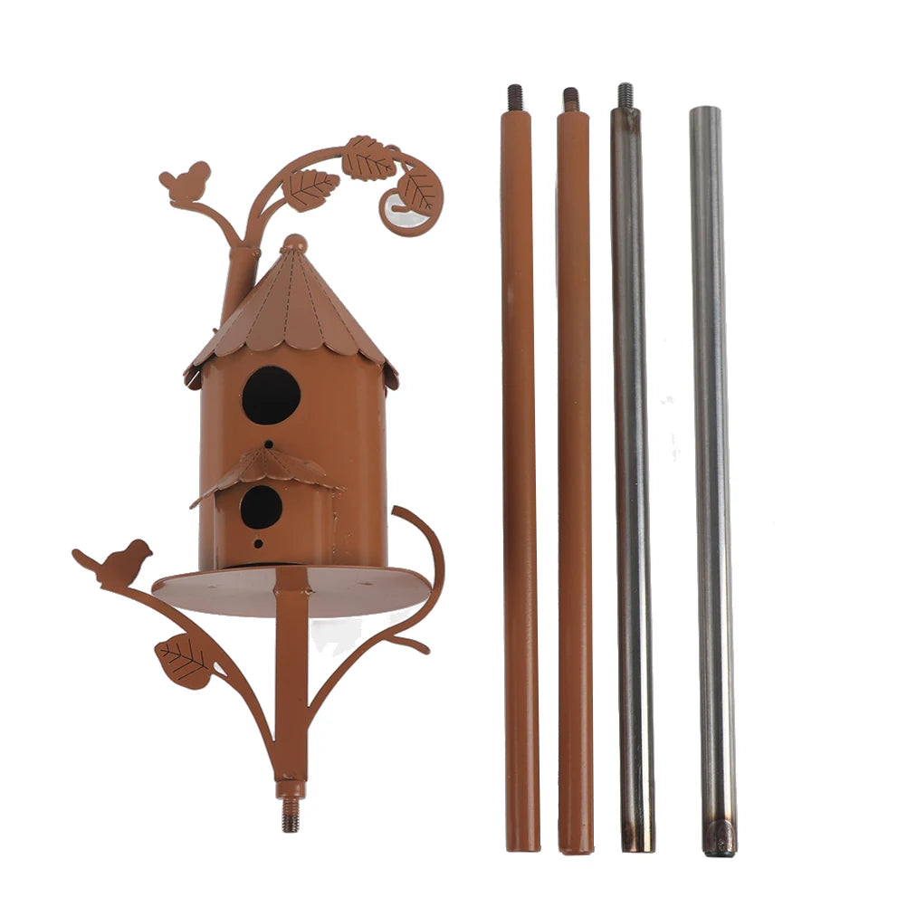 Metal Art Cottage Easy To Assemble Stylish Reasonable Structure Long Lasting Garden Decor Cottage Bird House Stakes for Yard