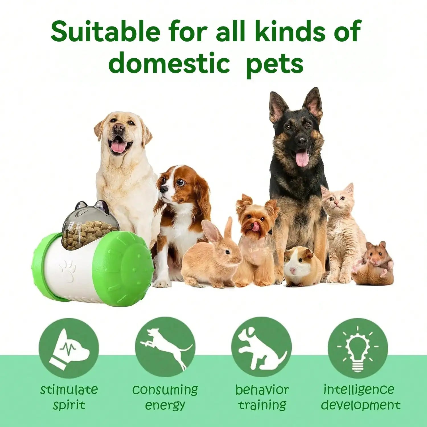 Snack Dispensing Dog Toys, Rocking Bear Food Dispenser Tumbler