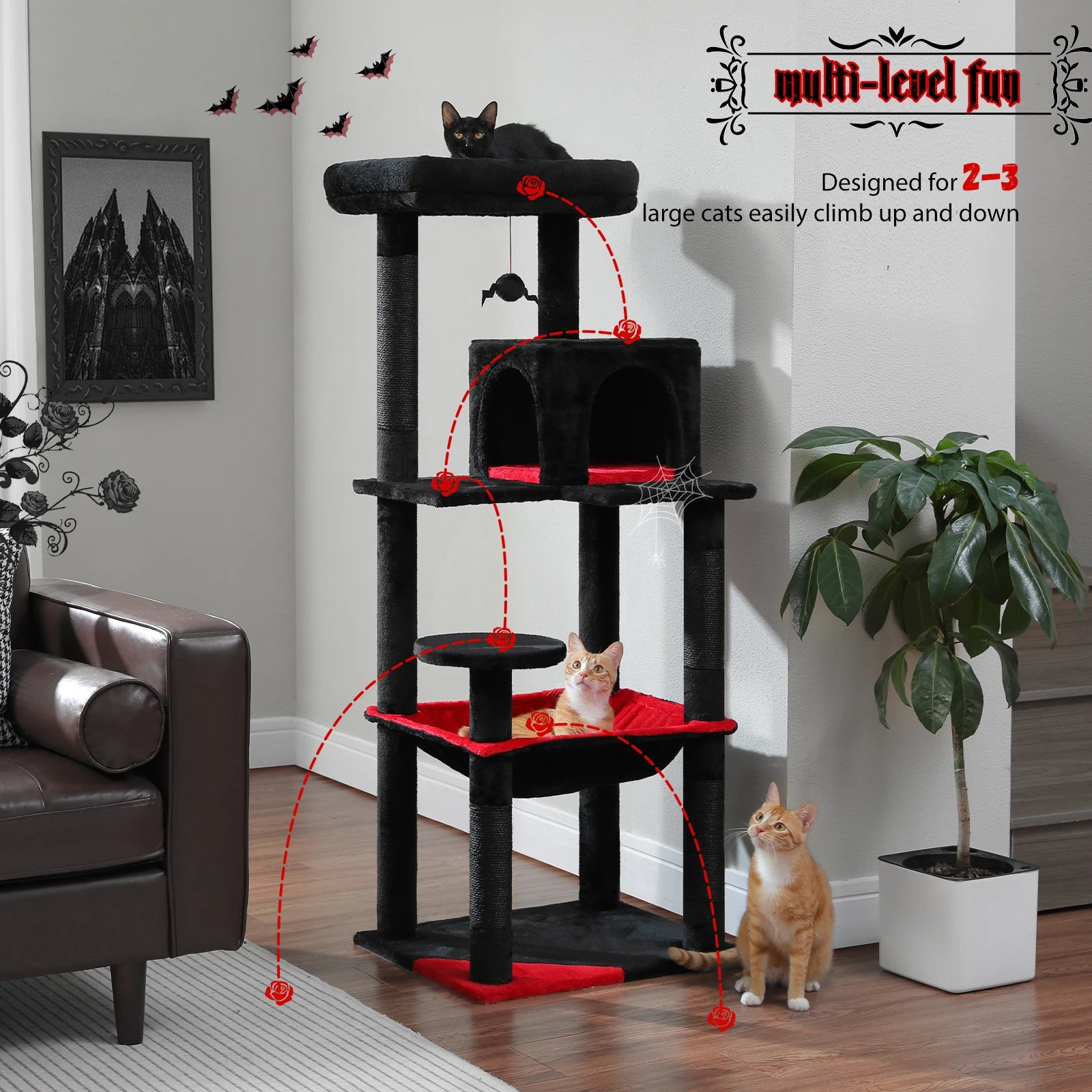 Tall Cat Tower with Super Large Hammock,